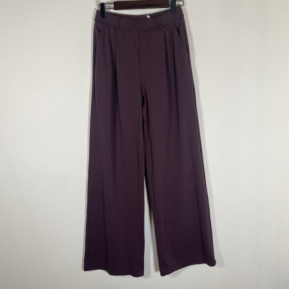 Halara Pants Womens Small Purple High Waisted Flare Pleated Pockets Workwear EUC - Picture 1 of 10